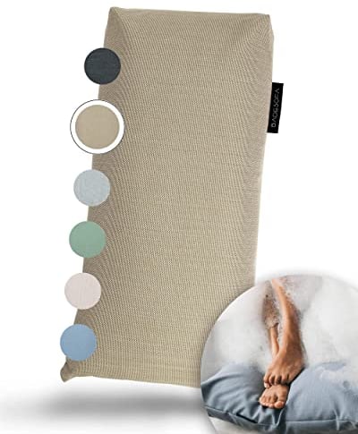 BADESOFA® Fußkissen | Premium-Qualität | Badewannen-Kissen für bequemes Baden | Made in EU | Badewanne-Kissen waschbar | Bade-Kissen Beige | Badewannen-Zubehör | Passt in Jede Badewanne