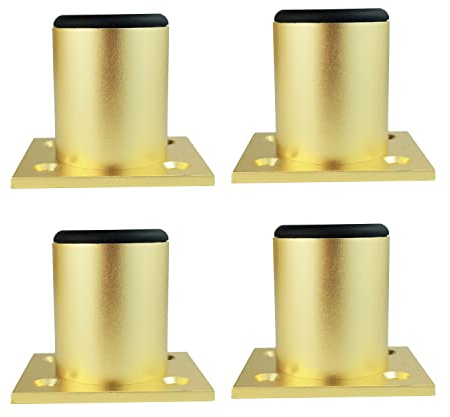 Qrity 50mm Gold Furniture Legs Cabinet Feet Aluminum Alloy Kitchen Feet Sofa Feet Metal Table Legs Furniture Feet Worktop Bar TV Desk Legs