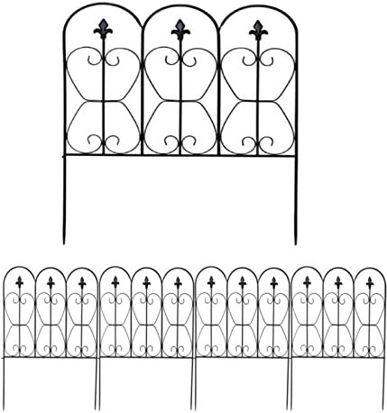 TANGZON Decorative Garden Fence, Folding Wrought Iron Wire Fencing Gate, Outdoor Rustproof Fence Panel Border Edge Section for Patio Backyard (32in x 10ft)