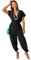 Crazy Girls Womens V Neck Short Sleeves Jumpsuit, Black, ML (UK 12-14)