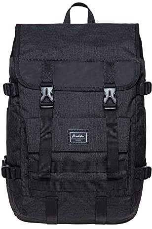 KAUKKO Schöner und durchdachter Rucksack mit Laptopfach für 15 Zoll Schule Uni 22L, Schwarz Jnl-kf18-03-linen, one size, Tagesrucksack