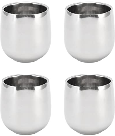 Xnferty 4 Edelstahl-Kaffeetassen, 200 Ml Kaffeetassen, Teetassen, Doppelwandige Camping-Kaffeetassen, Bruchsichere Tassen für Cappuccino Latte