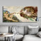Leinwandbild XXL- Genesis Die Erschaffung Adams Poster Michelangelo Gemälde Gewölbe der Sixtinischen Kapelle Leinwand Kunst Wohnkultur 45x90cm Rahmenlos
