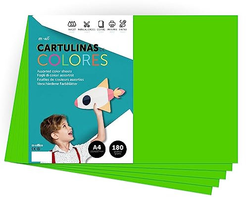 Farbkarton, A4-Farbkarton, intensive Farben, 180 g, für Bastelarbeiten, Drucken Sie Ihre Dokumente und kreativen Designs, A4-Farbblätter, m-office (50 Blatt, kräftiges Grün)