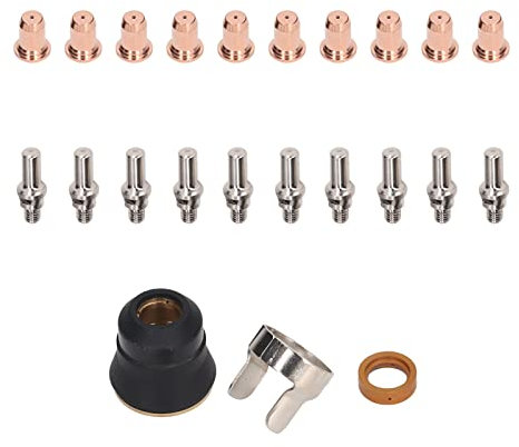 UPQRSG 23 Teiliges Plasmaschneider Brennerzubehör, PT60 Zubehörset mitElektrodendüse, Wirbelring, Schutzabdeckung, Rollenführung, Verbrauchsmaterialien für PT60 Brenner