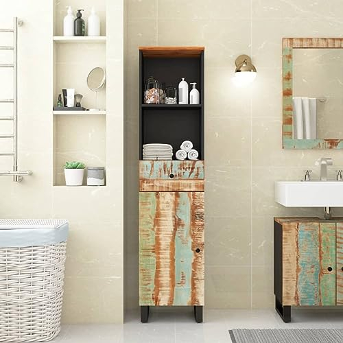 Badschrank 38x33x160 cm Altholz Massivholz, 352000