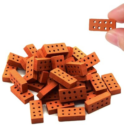 MQLSAERI 100 Pezzi Mini Mattoni in Mattoncini Modello Miniatura Piccoli di Mattoni Rossa da Costruzione Decorazioni per Casa delle Bambole Fai da Te Ornamento da Giardino, 0,79 x 0,39 x 0,2 Pollici