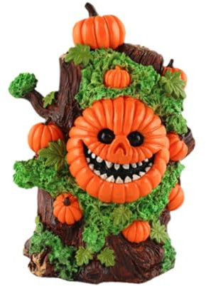 Perfeclan Halloween-Statue, Desktop-Figur, kreativ, modern, zum Sammeln, dekoratives Ornament, Dekoration für den Tisch, Wohnzimmer, Orange