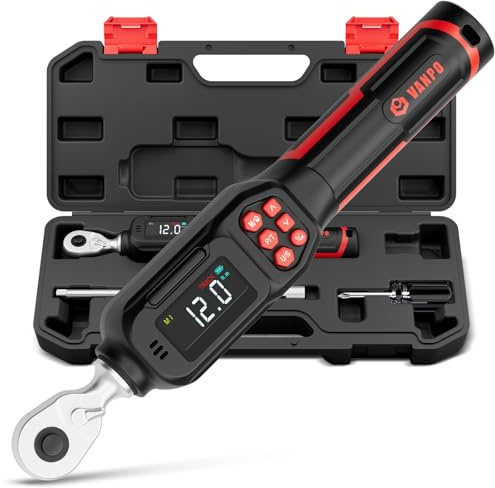 VANPO Digital Torque Wrench 1/4 Inch (0.6-12 Nm) for Bicycle & Precision Repairs, ±2% Accuracy Electronic Torque Wrench with Acoustic Feedback & Reversible Switchable