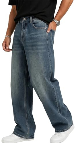 Misfuso Jean Baggy Homme Pantalon Denim Y2K Streetwear Décontracté | Multipoches Hip pop Loose Fit Jean Large Pantalon Homme