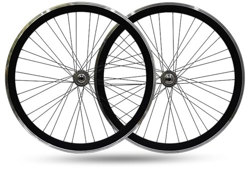 700C Fixed Gear Fahrrad-Laufradsatz Aluminiumlegierung Single Speed Rennrad V-Bremse 32/36H Höhe 40mm Vorder- Und Hinterrad(Black)