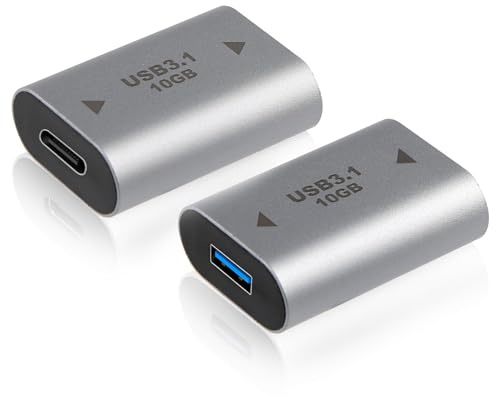 zstg 2 PCS Adaptateur USB C Femelle vers Femelle 10Gbps, Convertisseur USB 3.1 A vers USB Type C pour Synchronisation des Données et Recharge, pour iPhone MacBook Pro PC