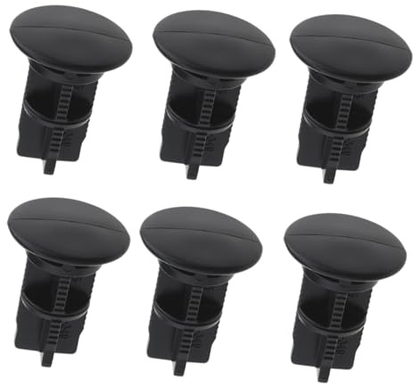 Lot de 6 Goupilles de Charnière pour Couvercle de Poubelle à Roulettes 240L, Axe de Fixation 43 x 18 mm en Plastique Noir, Compatible Bacs, Pièce de Rechange Robuste