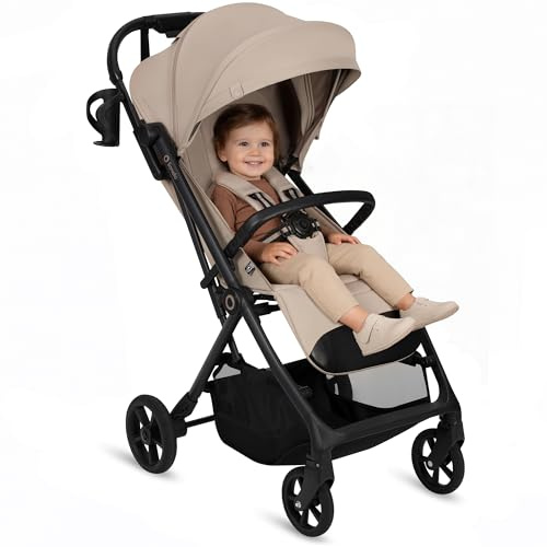 Lionelo Tansi Reisebuggy bis 22 kg, 6 Monate - 4 Jahre, Kompakt | Faltbar mit Einhand Auto Folding, GravelTech Rädern, Dri Seat, Verdeck mit UPF50+ Schutz Wasserdicht, Korb bis 3 kg