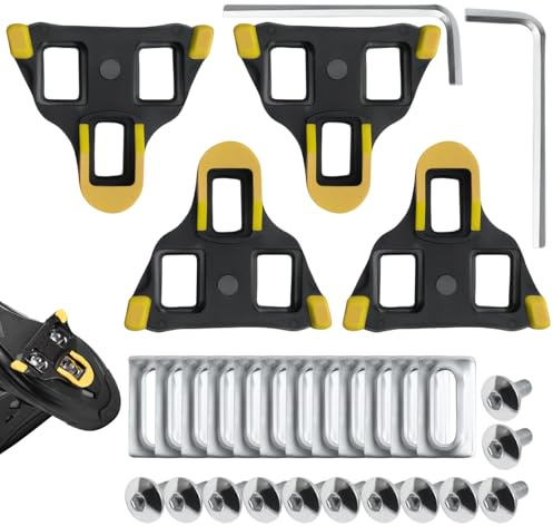 4PCS Fahrrad Stollen Kompatibel, Fahrradschuhe SL Cleats, Gelbe Schuhplatten Abdeckung für Rennrad Klickpedal, rutschfeste Cleat Schutzkappen mit Schrauben für Radschuhe und Training