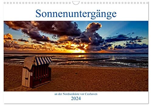 Sonnenuntergänge, an der Nordseeküste vor Cuxhaven (Wandkalender 2024 DIN A3 quer), CALVENDO Monatskalender: Momente die Unvergesslich bleiben (CALVENDO Natur)