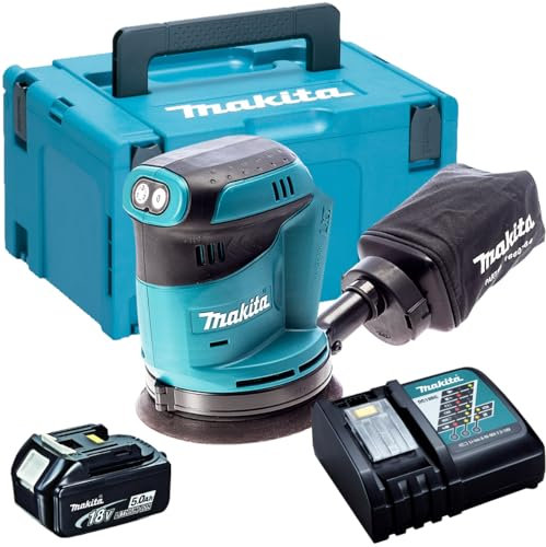 Makita DBO180Z 18V Li-ion Random Orbit Sander with 5.0Ah BL1850 Battery, DC18RC Charger & Case