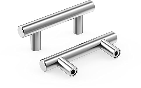 Meisax 10 Stück Schrankgriffe 64mm Lochabstand Möbelgriffe Edelstahl Küchengriffe Silber Griffe für Küchenschränke Schubladengriffe