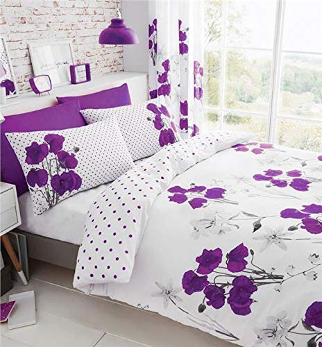 Homemaker ® Purple poppy duvet cover bedding sets flower print quilt cover & pillow cases (Double)
