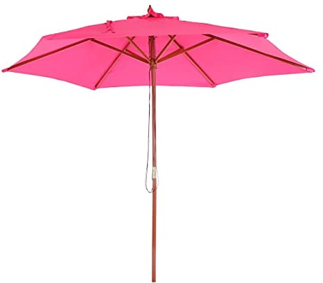 Mendler Sonnenschirm Florida, Gartenschirm Marktschirm, Ø 3m Polyester/Holz - pink