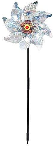 CRGANGZY Wind Spinner for Garten, 2 Stück 8 Blätter Vogelabwehr Windmühle Garten Rasen Hof Abschreckung Silber