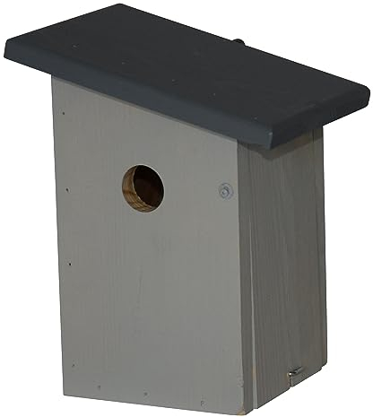 Dehner Natura Premium Wildvogel Nistkasten Jonna, Vogelhaus / Vogelnistkasten für Wildvögel, robust, ca. 19 x 24 x 16 cm, 32 mm Einflugloch, aus FSC - zertifiziertem Kiefernholz, grau