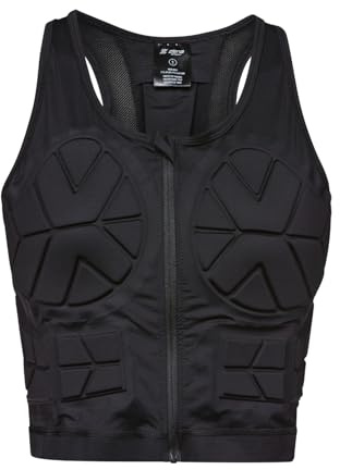 Zena Sport - Adult Chest Protector Vest for Women - Front Zip Padded Compression Vest - For Contact Sports, Lacrosse, Softball, Football, Basketball & More - Breast & Rib Protection - Black - Small