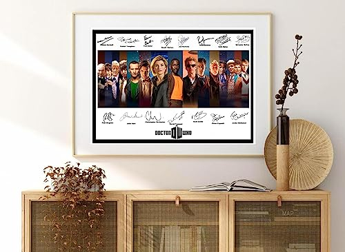 Doctor Who, signiert/signierter Druck mit allen Ärzten Dr. Who, A3-Druck, 42 x 29,7 cm