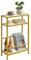 IBUYKE Mesa Auxiliar Estrecha,3 Niveles Mesa de Sofá Cristal Templado con Estantes para Revistas, Mesita De Noche, Mesas Auxiliares para Salón, Dormitorio, Espacios Pequeños, Dorado TMZ002G