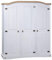 vidaXL Wardrobe, White Body and Brown Top - 3 Door Mexican Pine in Traditional Corona Style with Various Organizational Compartments