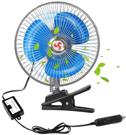 Ventilatore Auto a Clip 12V 8 Ventola di Raffreddamento per Auto Ventola 360° velocità Continua Ventola di Raffreddamento Automatico a Basso Rumore per Veicoli