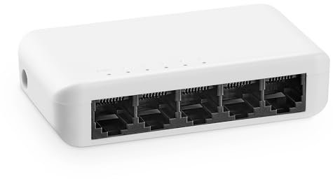 MokerLink Switch Ethernet Non gestito Gigabit a 5 Porte, 5 Porte 100/1000Mbps, Splitter hub di Rete per uffici Domestici, Switch di Rete per Montaggio a Parete e Desktop in plastica