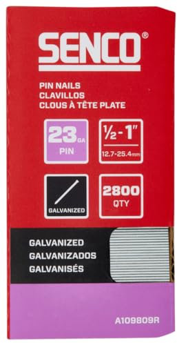 SENCO A109809R 1/2 - 1 23 Gauge Pin Nails, Galvanized Finish 2,800 Count Pack
