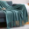 Hayisugal Wohndecke Weich Strick Decke Sofa Deck Quaste Boho Decke Kuscheldecke Sofadecke überwurf Decke für Couch Bett Sofa Stuhl, Grün, 130 x 200cm
