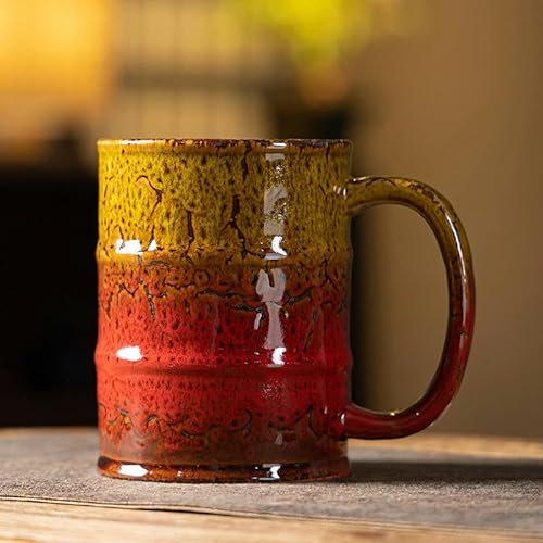 Taza 600Ml Taza Para Beber De Gran Capacidad Taza De Café Torneada En Horno Taza De Barril De Aceite De Cerámica