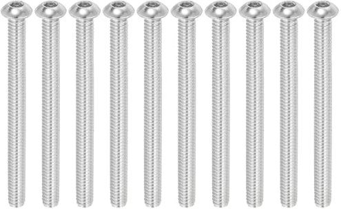 PATIKIL 1/4-20x3-1/2 Vis Tête Cylindrique Six Pans Creux, 10 Pièces Acier Inoxydable 304 18-8 Boulons Tête Cylindrique Six Pans Creux Allen Entraînement Complet Filetage Fin Unc