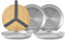 BLACK + BLUM - Set de 4 Assiettes en Acier Inoxydable - Planche à Découper/Couvercle en Bambou - Sangle de Transport en Nylon - Conception Ingénieuse - Gris/Bois