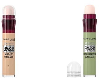 Maybelline New York Instant Eraser, Colour Correcting Concealer Duo, Counteracts Redness, for a Natural Soft-Focus Finish, Dermatologist Tested & Suitable for Sensitive Skin, (Light + Green)