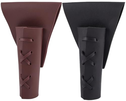 CALFOVERA 2 Farbe Dolchhalter Schwertgürtel mit Schnürung Mittelalter Schwertfrosch Verstellbares Holster PU Leder Renaissance Wikinger Gürtelscheide Zubehör Für LARP Halloween Cosplay Kostüm