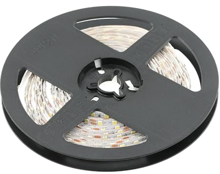 GTV LED Streifen IP65 FLASH 2835, 120 LEDsm, Dimmbar, alle 2,5cm teilbar, 12V, 60W, 10mm breit, Kaltweiß 6500K, 5m Rolle für Küche Möbel