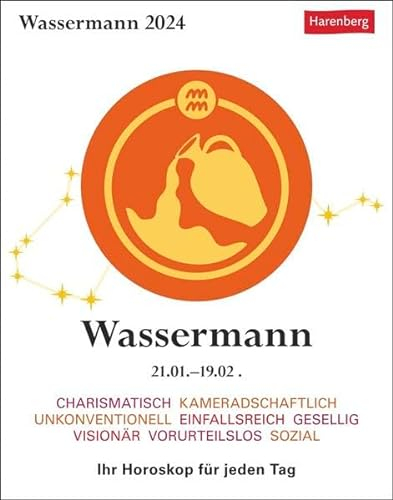 Wassermann Sternzeichenkalender 2024: Tagesabreißkalender. Tischkalender 2024 mit täglichem Horoskop. Kleiner Kalender mit täglichem Blick in die ... - Ihr Horoskop für jeden Tag