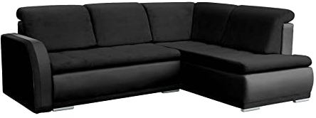 mb-moebel Ecksofa Sofa Eckcouch Couch mit Schlaffunktion und Bettkasten Ottomane L-Form Schlafsofa Bettsofa Polstergarnitur - VERO II (Ecksofa Rechts, Schwarz)