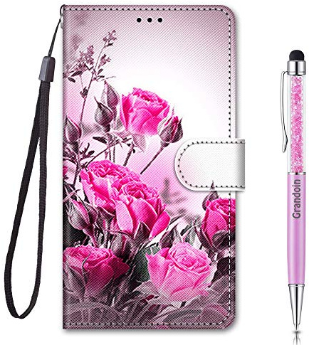 Grandoin Coque pour Xiaomi Redmi Note 8T, Mode Créatif Effet Bookstyle Désign Étui de Protection Housse en PU Cuir avec TPU Silicone Souple Phone Case pour Redmi Note 8T (Rose)