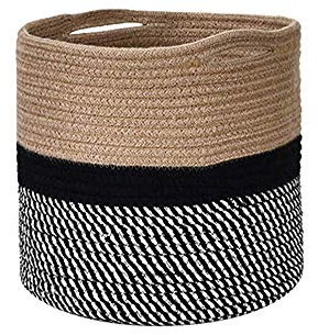 Paniers En Corde Coton, Panier à Linge En Corde Coton, Panier Rangement Tissé, 28 x 28 cm Pliable Panier Rangement Salle Bain pour Jouets, Fournitures d'Artisanat, Stockage Vêtements