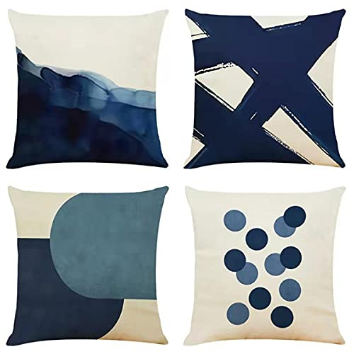 OYIMUA Kissenbezug 45x45 4er Set, Deko Kissenhülle 45x45 Blau für Gartenlounge Sofa Dekokissen Wohnzimmer Schlafzimmer, Kissenbezüge Garten Outdoor Kissen Sofakissen Couchkissen Zierkissen
