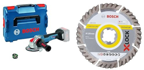 Bosch Professional 18V System GWX 18V-10 PSC - Amoladora angular a batería (X-LOCK, Ø 125 mm, Connectivity, sin batería, en L-BOXX) + Disco de corte de diamante (universal, X-LOCK, Ø125 mm)