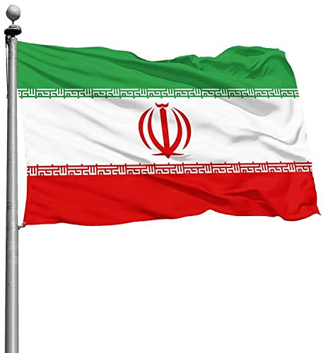 SHATCHI Large 5 x 3FT (150x90Cm) Iran Old Persia National Flag Iranian Persian Polyester Fabric Brass Eyelets for FIFA World Cup Football Rugby Sports Supporter, Green, White and Red