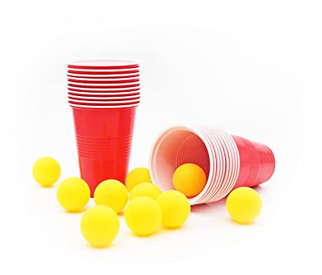 Winkee Beer Pong Spiel mit 20 Bechern und 10 Bällen