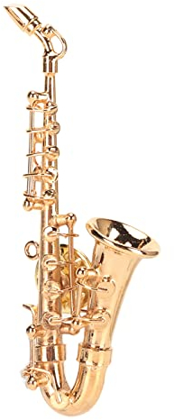 Broche Saxophone Or Fantaisie, Broche pour Instrument de Musique, Broche pour Saxophone Miniature à la Mode avec étui à Instruments Doublé de Velours Rouge