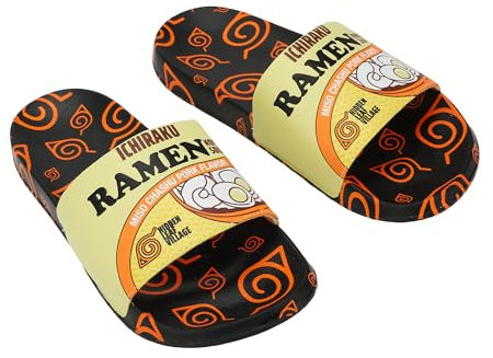 Bioworld Naruto Ichiraku's Ramen Herren Black Slide Sandalen, Mehrfarbig, Small